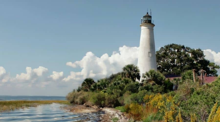 Same photo of a lighthouse but with rule of thirds applied