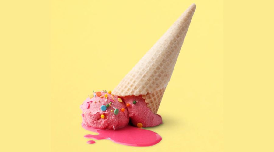 light-hearted image of a half-melted ice cream cone here